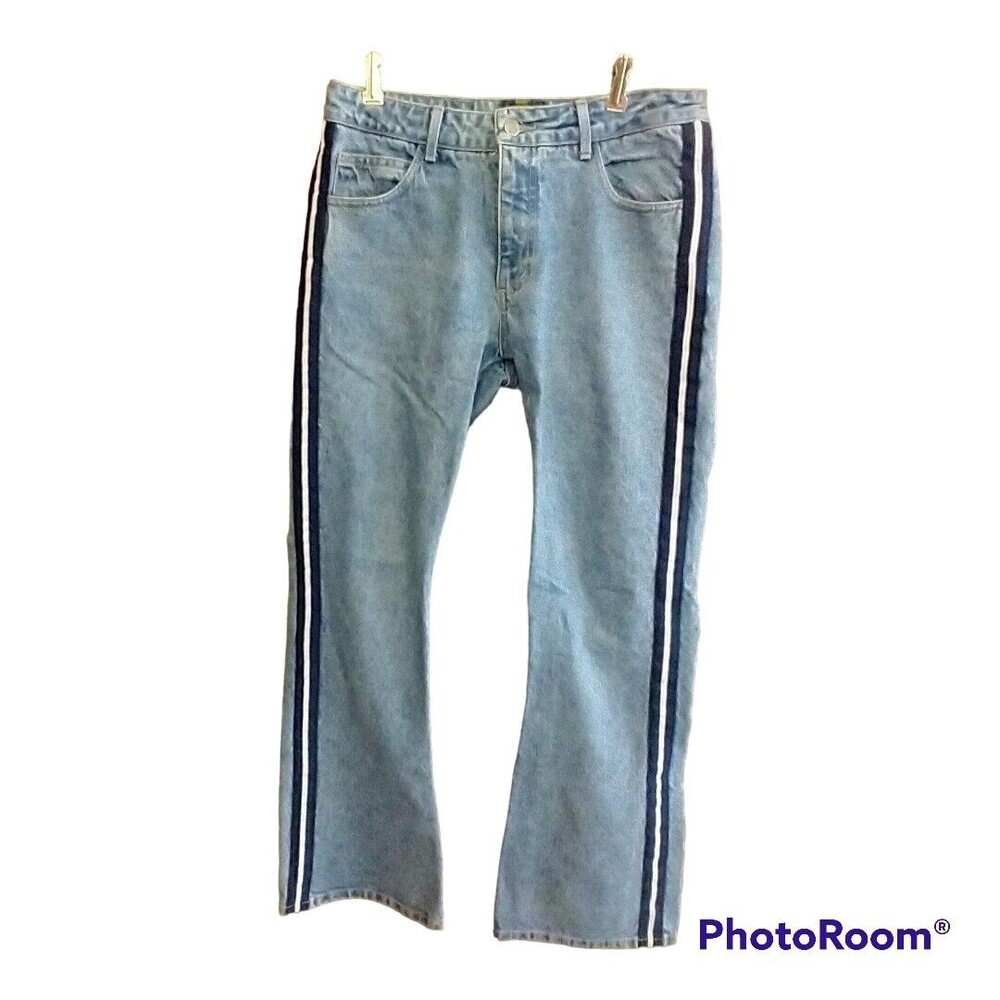 Vintage Y2K Paris Blues Flare Leg Racer Stripe Jeans Size Juniors 11